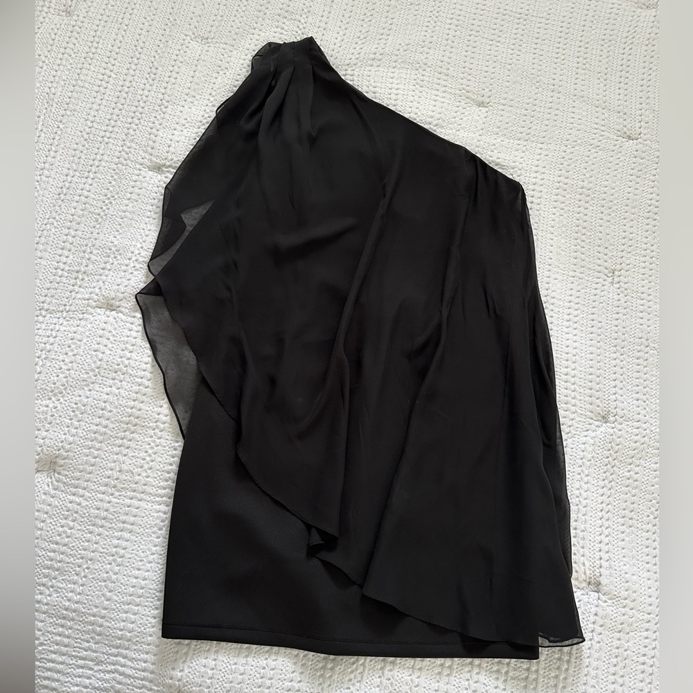 Bisou Bisou One Shoulder Asymmetrical Black Dress Size 14